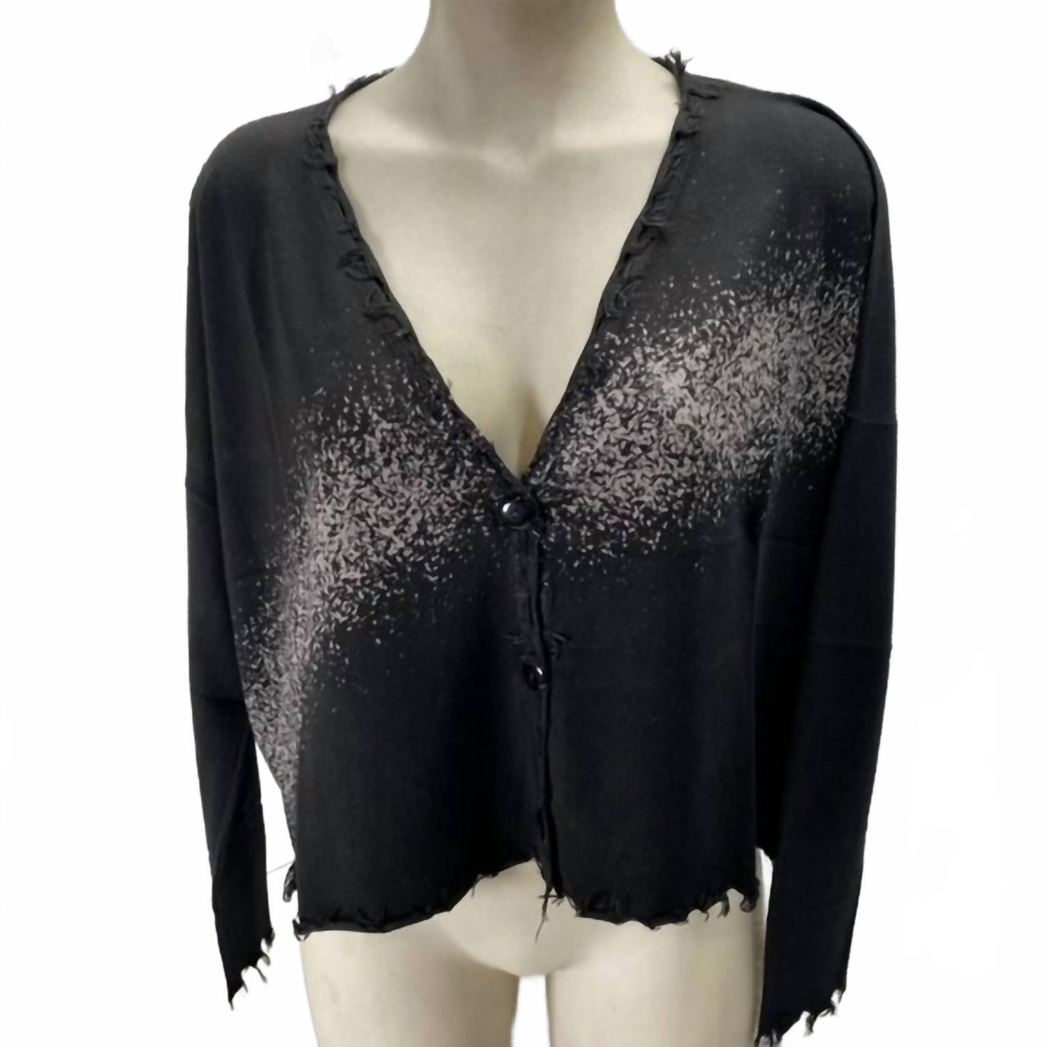 New Planet By Lauren G. Women’s Pima Cotton Cardigan In Black